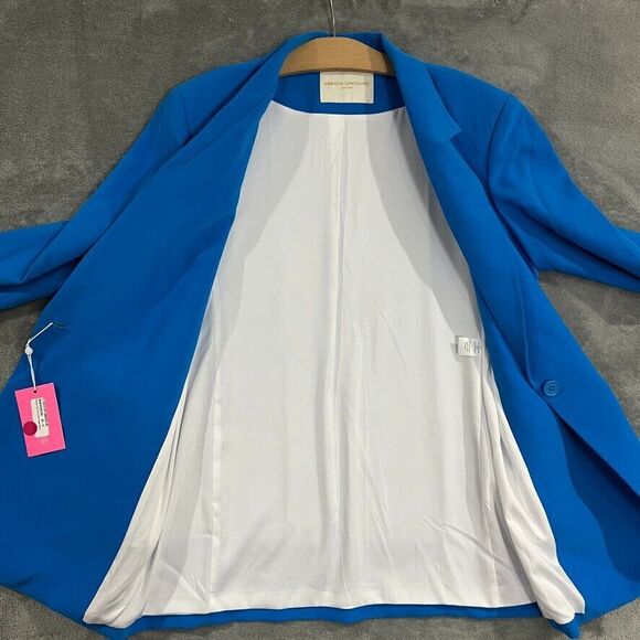 Amanda Uprichard Reggie Blazer Jacket Button Sky Blue Oversized Size Med NEW - Picture 4 of 9